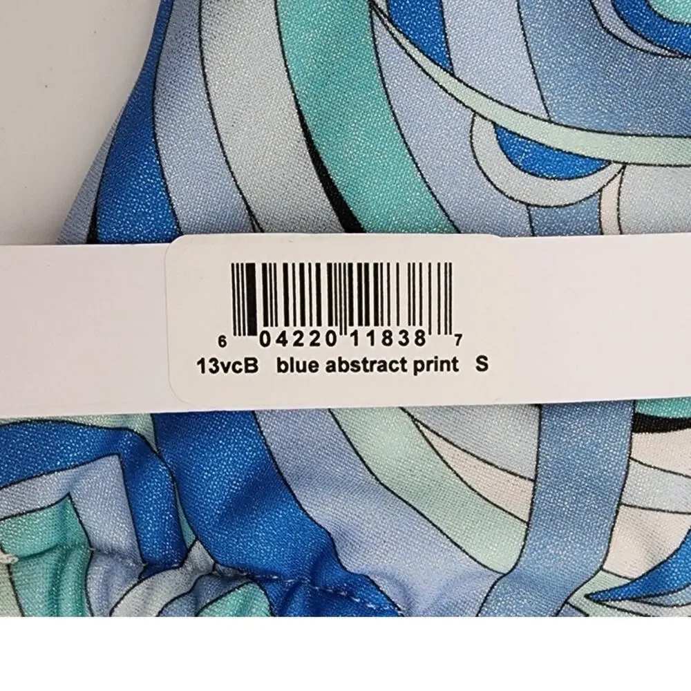 New‎ NWT Monica Hansen Beachwear Blue Abstract Print Bikini Top Small